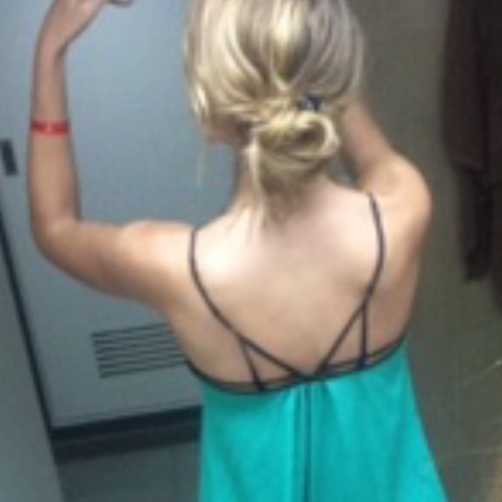 100% silk strappy green Addison tank top